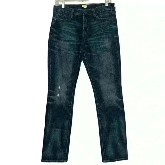 J. Crew Women’s Stretch Dark Wash Distressed Jeans Size 27 - Picture 1 of 10